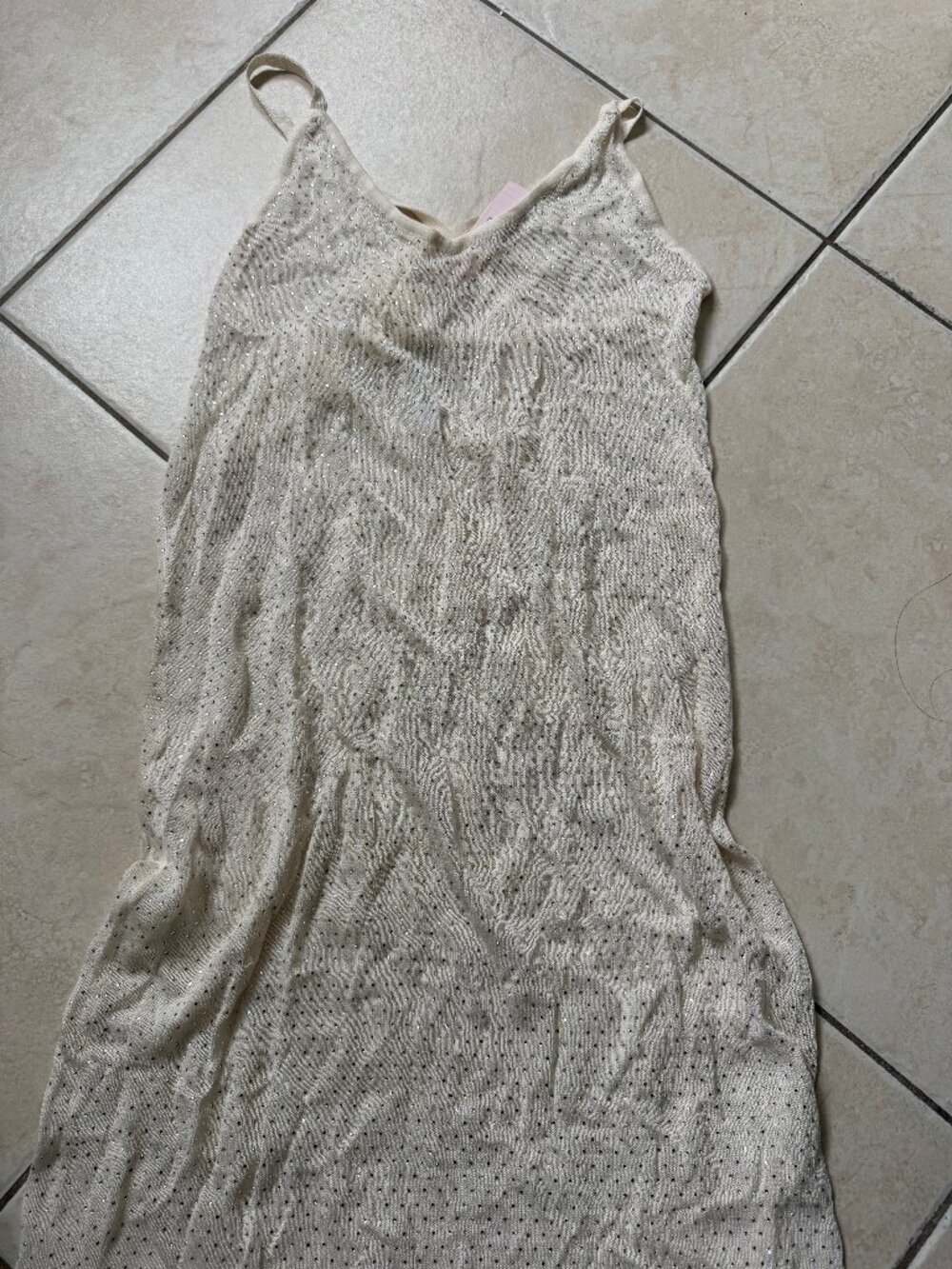 nwt victoria’s secret ivory sheer rhinestone crystal slip dress 💎 size S